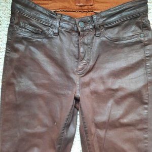 Cambio wet-look mid-rise skinny jeans